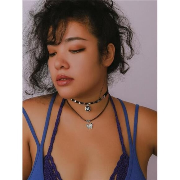 MINACHI Multi Layers Choker Necklace, Butterfly Choker, Bohemian Vintage Chunky - Picture 10 of 16